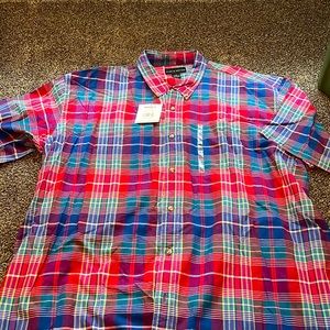 NWT Croft & Barrow Plaid Button-down Shirt, short sleeve 2XL